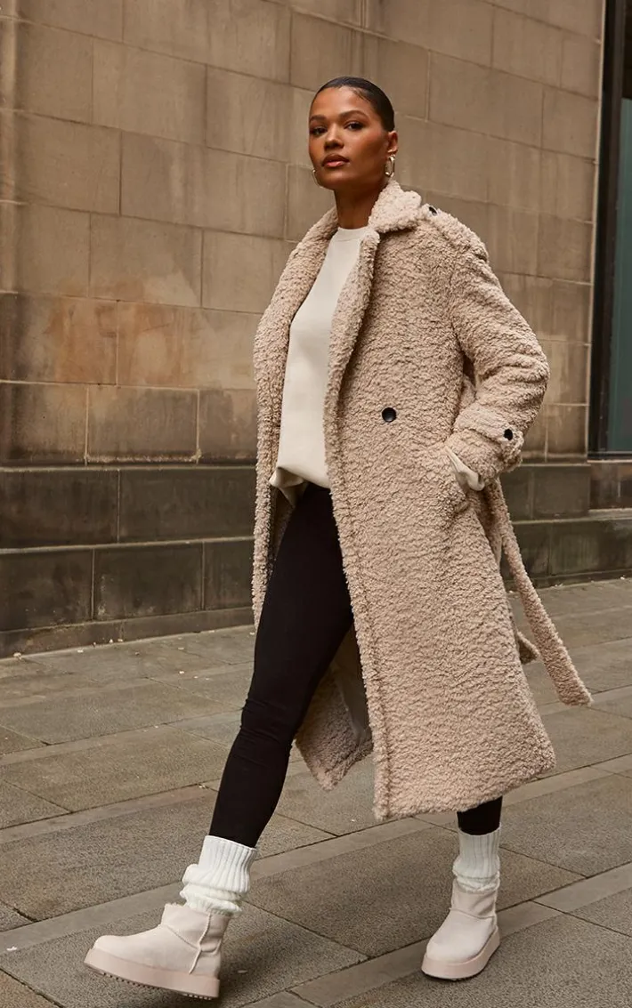 Beige Borg Belted Trench Coat