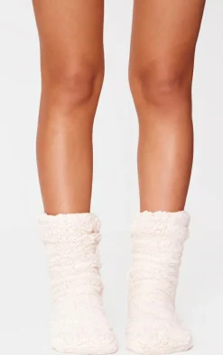 Beige Borg Cosy Slipper Socks