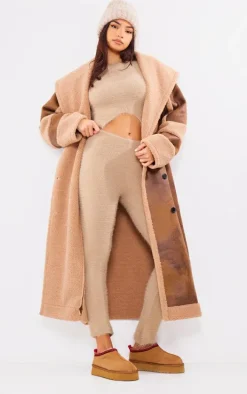 Beige Eyelash Knit Dipped Hem Top