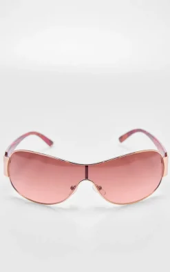 Beige Frame Retro Visor Sunglasses