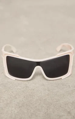 Beige Oversized Chunky Visor Sunglasses
