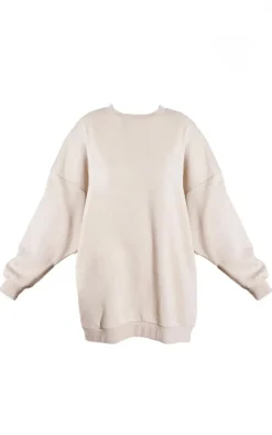 Beige Oversized Sweatshirt Dress