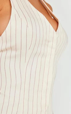 Beige Pinstripe Halterneck Vest