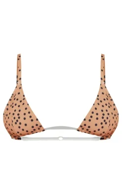 Beige Polka Dot Clear Strap Triangle Top