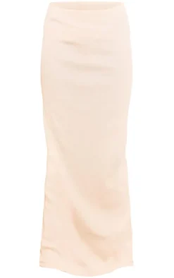 Beige Ribbed Maxi Skirt