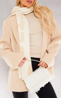 Beige Wool Look Tailored Blazer