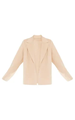 Beige Wool Look Tailored Blazer