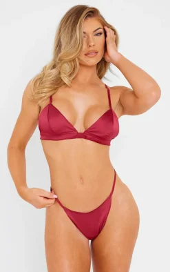 Berry Satin Bralette Lingerie Set