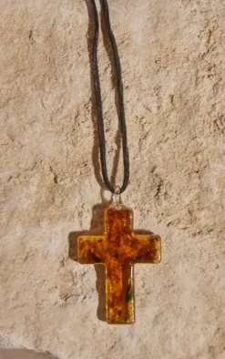 Black Abstract Cross Charm Choker