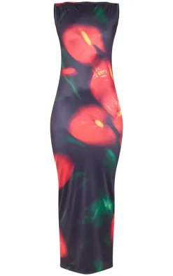 Black Abstract Soft Touch Sleeveless Maxi Dress