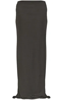 Black Acetate Slinky Low Rise Maxi Skirt