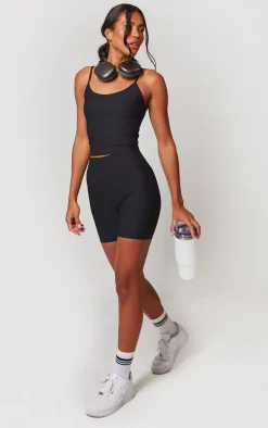 Black Active Rib Gym Shorts