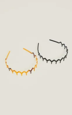 Black And Brown 2 Pack Zig Zag Headband
