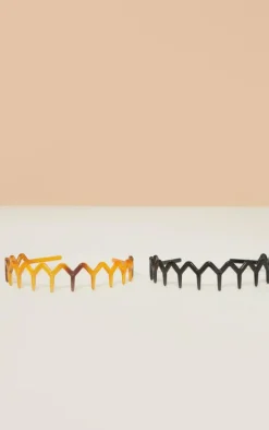 Black And Brown 2 Pack Zig Zag Headband