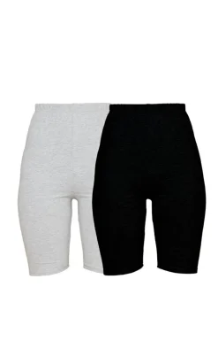 Black and Grey Basic Jersey 2 Pack Bike Shorts