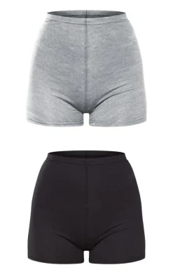 Black and Grey Jersey 2 Pack Hot Pants