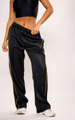 Black And Yellow Tricot Side Stripe Track Pants