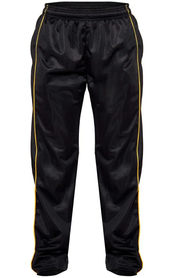 Black And Yellow Tricot Side Stripe Track Pants