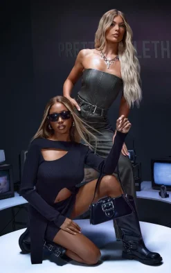 Black Asymmetric Knitted Top