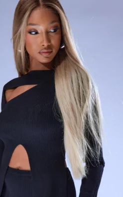 Black Asymmetric Knitted Top