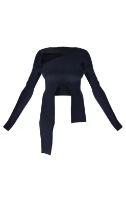 Black Asymmetric Knitted Top