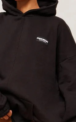 Black Badge Detail Oversized Hoodie