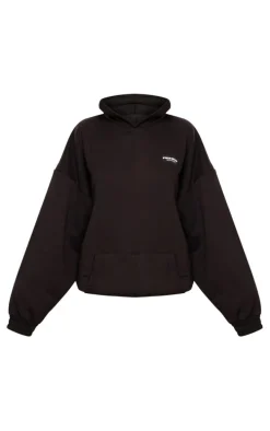 Black Badge Detail Oversized Hoodie