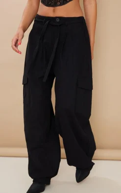 Black Baggy Low Rise 90’S Cargo Pants