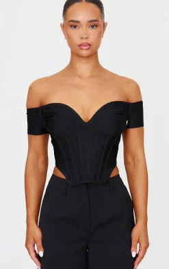 Black Bandage Dip Hem Bust Cup Bardot Corset