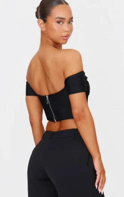 Black Bandage Dip Hem Bust Cup Bardot Corset