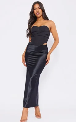 Black Bandage Draped Detail Corset