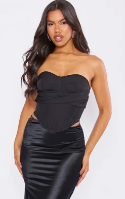 Black Bandage Draped Detail Corset