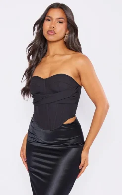 Black Bandage Draped Detail Corset