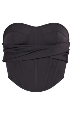 Black Bandage Draped Detail Corset