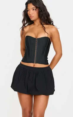 Black Bandage Hook And Eye Structured Corset