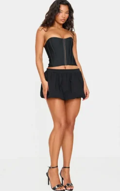 Black Bandage Hook And Eye Structured Corset