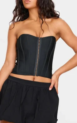 Black Bandage Hook And Eye Structured Corset