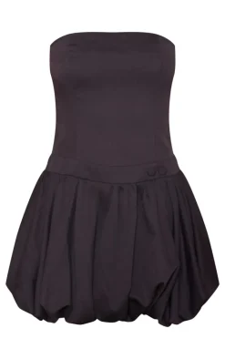 Black Bandeau Boned Puffball Mini Dress