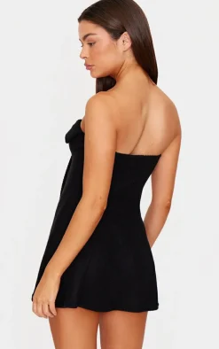 Black Bandeau Bow Detail Bodycon Dress