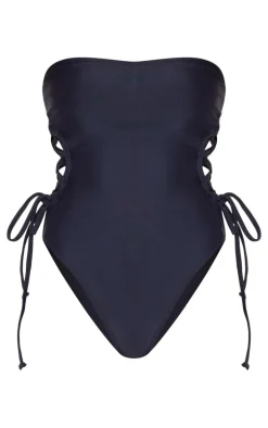 Black Bandeau Tie Side Swimsuit