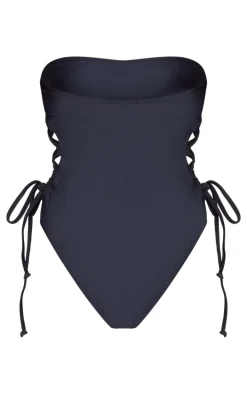 Black Bandeau Tie Side Swimsuit