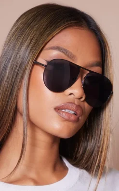 Black Basic Aviator Sunglasses