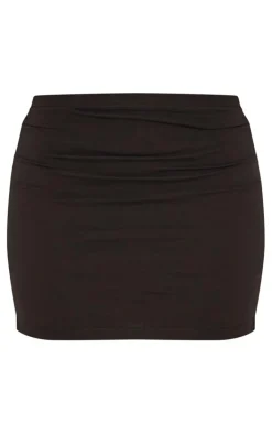 Black Basic Cotton Blend Jersey Mini Skirt