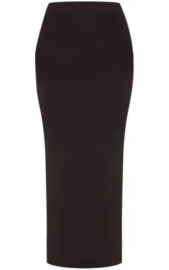 Black Basic Cotton Blend Jersey Midaxi Skirt