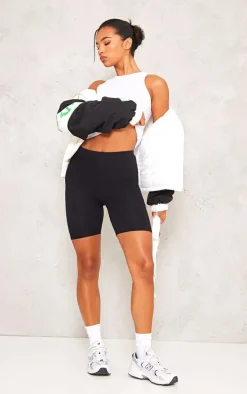 Black Basic Cotton Blend Bike Shorts