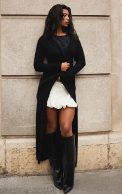 Black Basic Fine Knit Maxi Cardigan