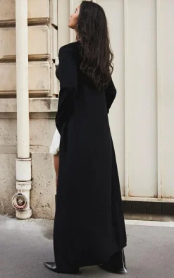 Black Basic Fine Knit Maxi Cardigan