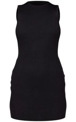 Black Basic Knitted Bodycon Dress