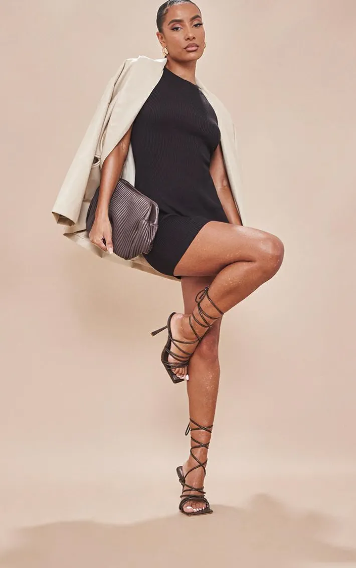 Black Basic Knitted Bodycon Dress