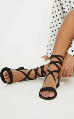 Black Basic Leather Sandal